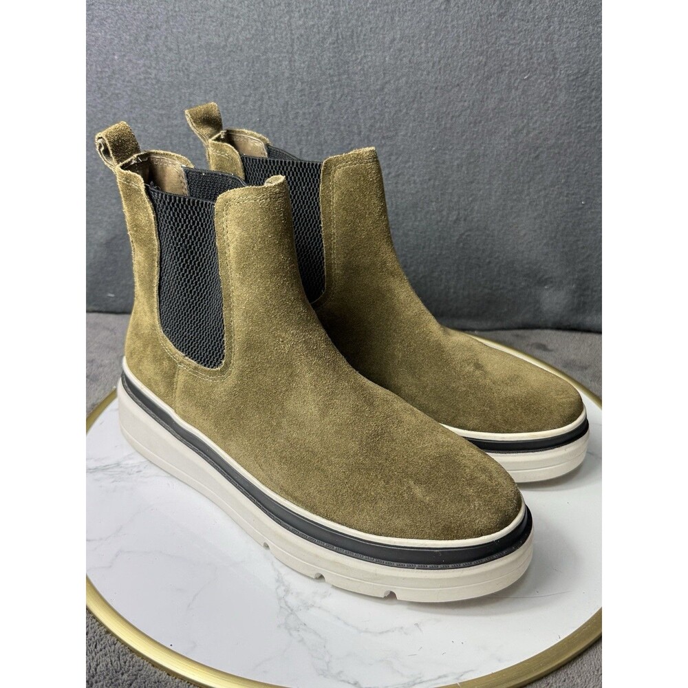 Steven New York Steve Madden Avery Ankle Boots Womens Size 8 Khaki Green Leather